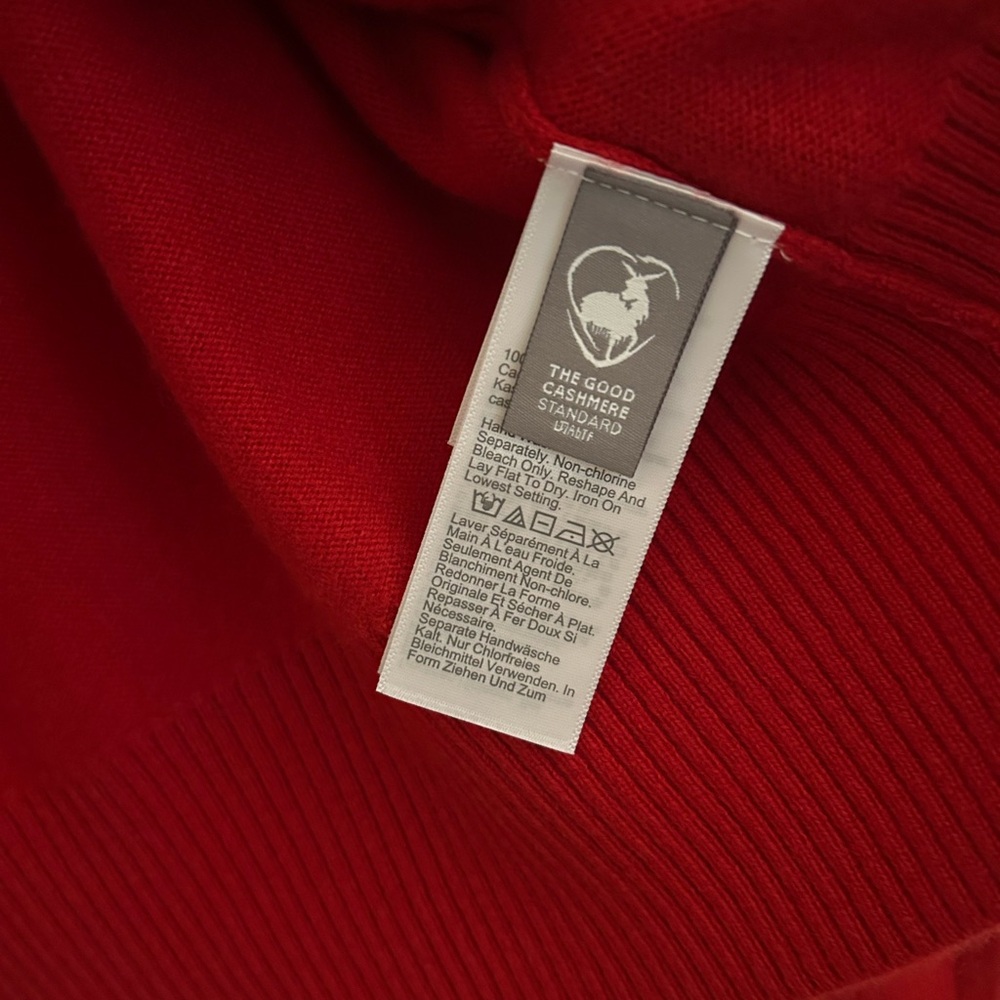 J. Crew Red Cashmere Cardigan with Navy Accents - Picture 5 of 5